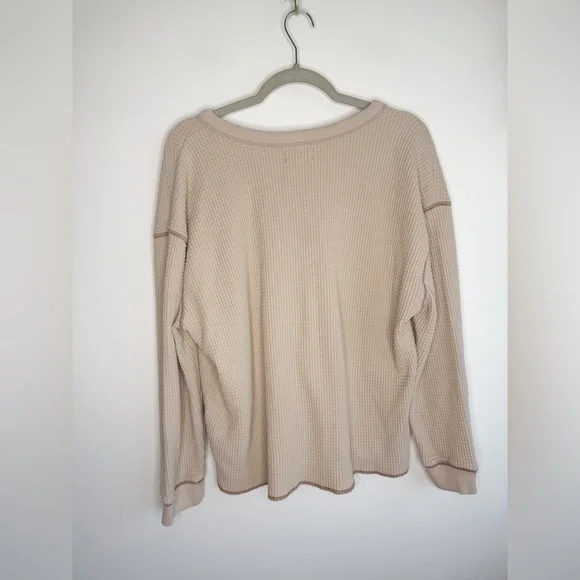 MADEWELL Waffle Split-Neck Crop Tee in Antique Cream Size XXL - Picture 7 of 8